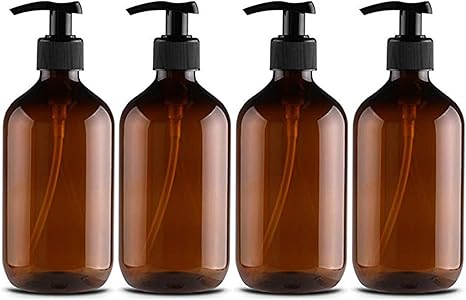 Amazon Luerme ポンプ瓶 500ml ポンプボトル 遮光瓶 ドロップポンプ 詰め替え容器 シャンプーハンドソープ 茶色 Pet製 4本セット ソープ シャンプー用ディスペンサー ホーム キッチン オンライン通販