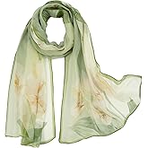 E-Clover Herebuy - Unique Women's Floral Scarves: Chiffon Flowers & Birds Printed Scarf