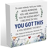 Motivational Gifts Wooden Box Sign, Employee Appreciation Gifts Living Room Farmhouse Office Home Decorations Cubicle Shelf Table Desk Decor Positive Affirmations Wooden Block Plaques Signs