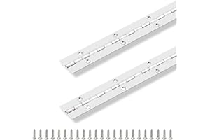 GRRONZEE 2PCS Piano Hinge 12" x 1" Stainless Steel Continuous & Piano Hinge Heavy Duty Piano Hinges, 0.04" Leaf Thickness, 0.5" Knuckle Length, Screw Included