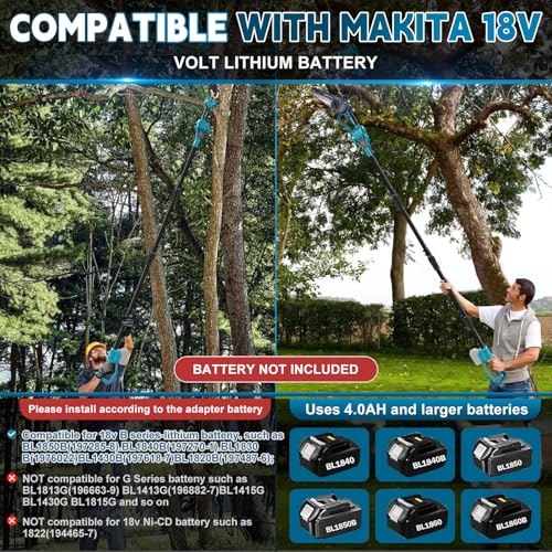 Battery Pruner Branch Chainsaw Professional Pruning Saw Compatible with Makita 18 V (without Battery), 4 in 1 Mini 6 Inch Battery Chainsaw and Lopper Telescopic Electric Telescopic Saw Working Height up to 4.6 m