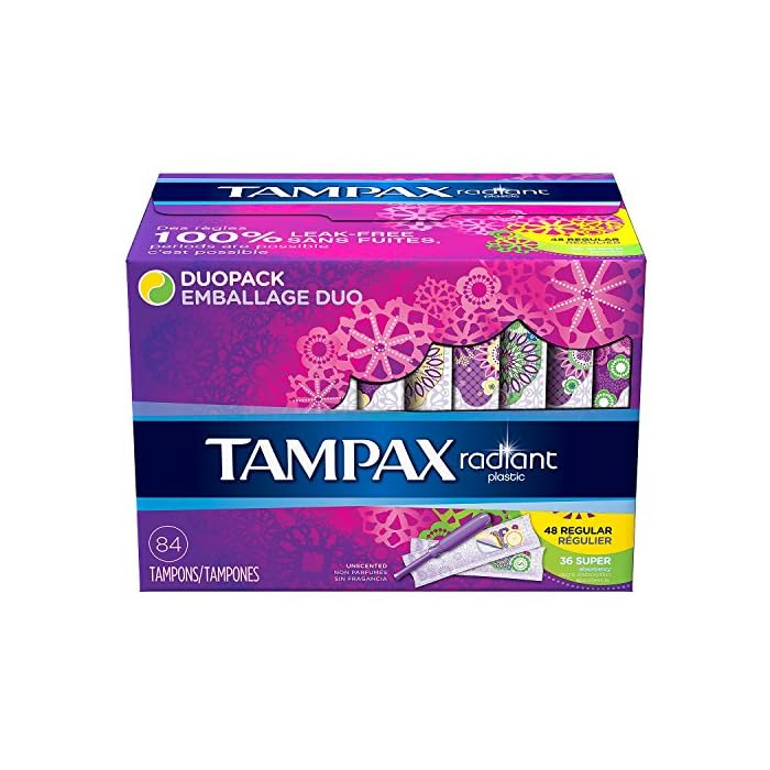 Tampax 29936 Radiant Tampons Regular Super, 84 Count (Pack of 1)
