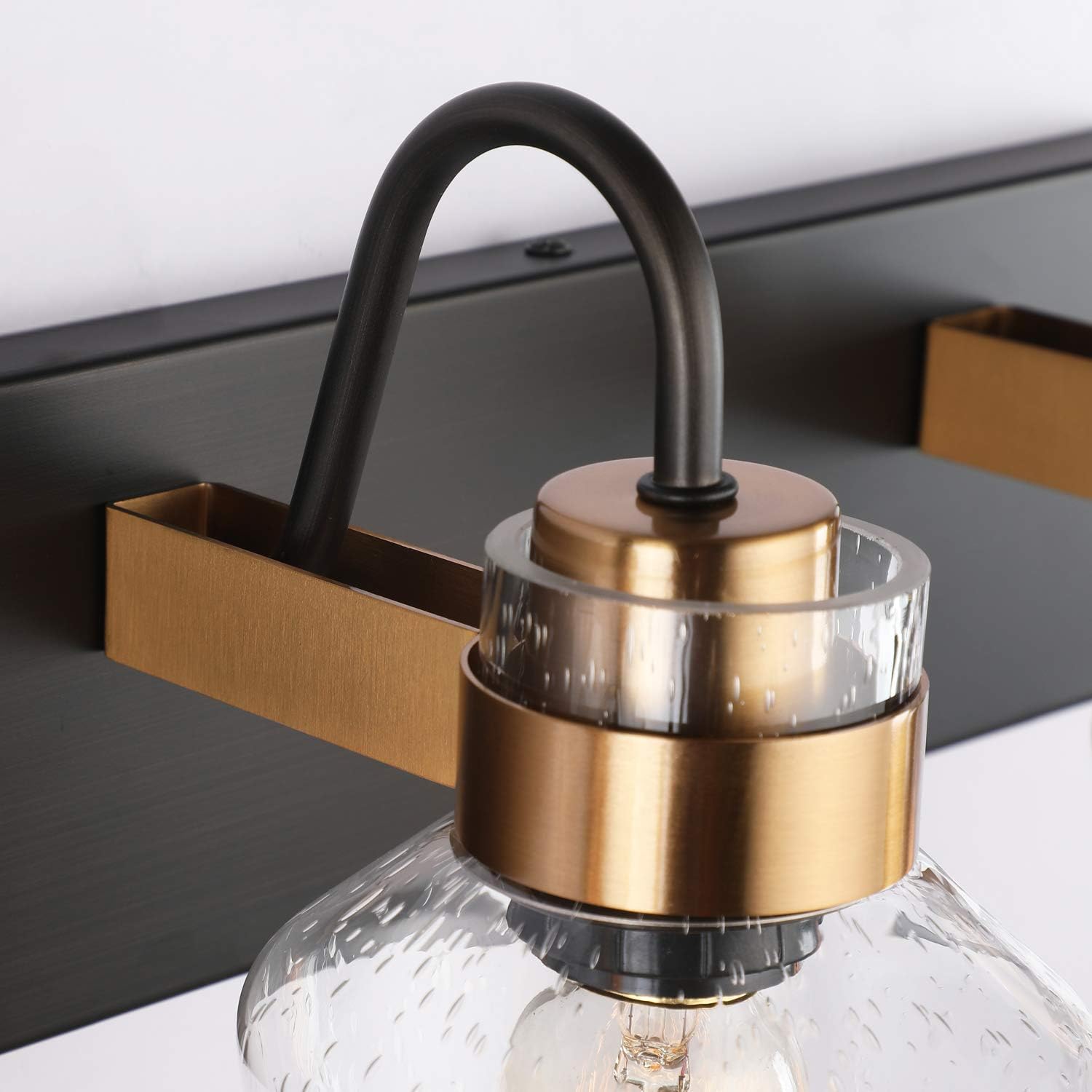 PRESDE Vintage Bathroom Lighting Fixtures Over Mirror Modern Glass Shade Bronze Brushed Black Vanity Lights Wall Sconce (3-Lights) - - 