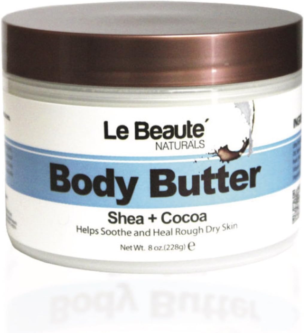 Le Beaute Body Butter Super Rich Natural Body Cream and Moisturizer Rich in Anti-Oxidants, Vitamins and Pure Organic Shea Butter and Cocoa Butter. Provides 24 Hour Hydration for Skin