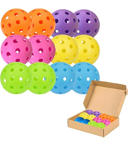 6 Balles De Pickleball Phosphorescentes – Brillent Dans Le Noir, Diamètre 7.3 Cm, 40 Trous Pour Un Vol Stable. Parfait Pour Jouer En Soirée !