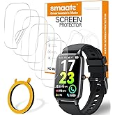 smaate Soft Smart Watch Screen Protector Compatible with Soudorv P97 1.57” Fitness Tracker, TPU, 6-pack, Full Coverage, Bubble Self-healing