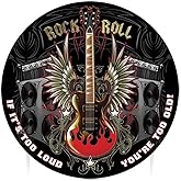 Ylens Rock and Roll Round Retro Vintage Bar Metal Tin Sign Poster Style Wall Art Pub bar Decor 12 x 12 Inches
