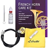 Libretto French Horn ALL-INCLUSIVE Cleaning &amp; Care Kit with Instructions: Valve Oil + Slide Grease + Cleaning Cloth + Mouthpiece &amp; Bore Brushes, Giftable Handy Case. Clean &amp; Extend Life of your Horn
