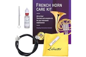 Libretto French Horn ALL-INCLUSIVE Cleaning & Care Kit with Instructions: Valve Oil + Slide Grease + Cleaning Cloth + Mouthpiece & Bore Brushes, Giftable Handy Case. Clean & Extend Life of your Horn
