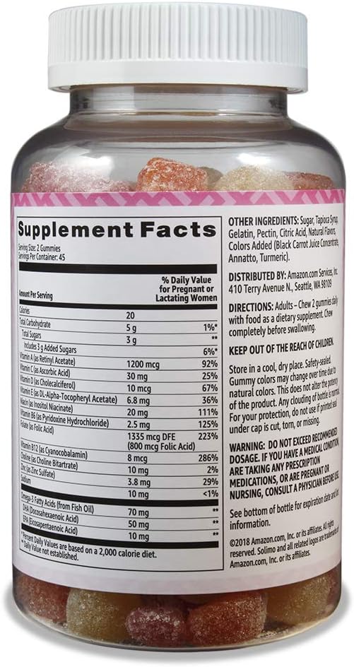  Brand - Solimo Prenatal Vitamins & DHA - Pregnancy Wellness - 90 Gummies (45-Day Supply): Health & Personal Care