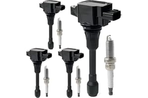BELKEBIR Set of 4 Ignition Coil Pack & Iridium Spark Plugs Compatible with 1.6L 1.8L 2.0L 2.5L L4 2007-2018 Nissan Altima Rogue Sentra Versa Cube Frontier NV200, Infiniti FX50 M56 Q70 QX60 Replace UF549 & 9029