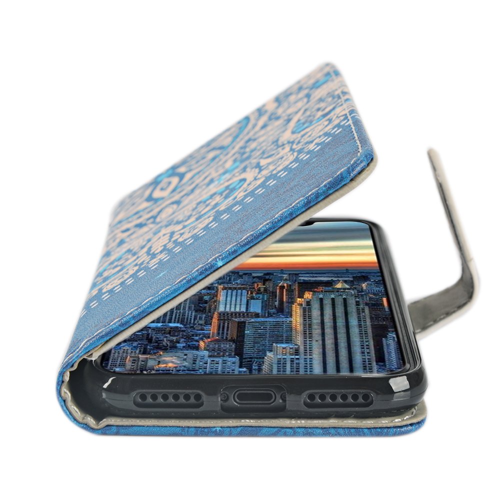 iPhone X Case, MagicSky iPhone X Wallet Case, Premium PU Leather Wristlet Flip Case Cover with Card Slots & Stand for Apple iPhoneX - Flower2