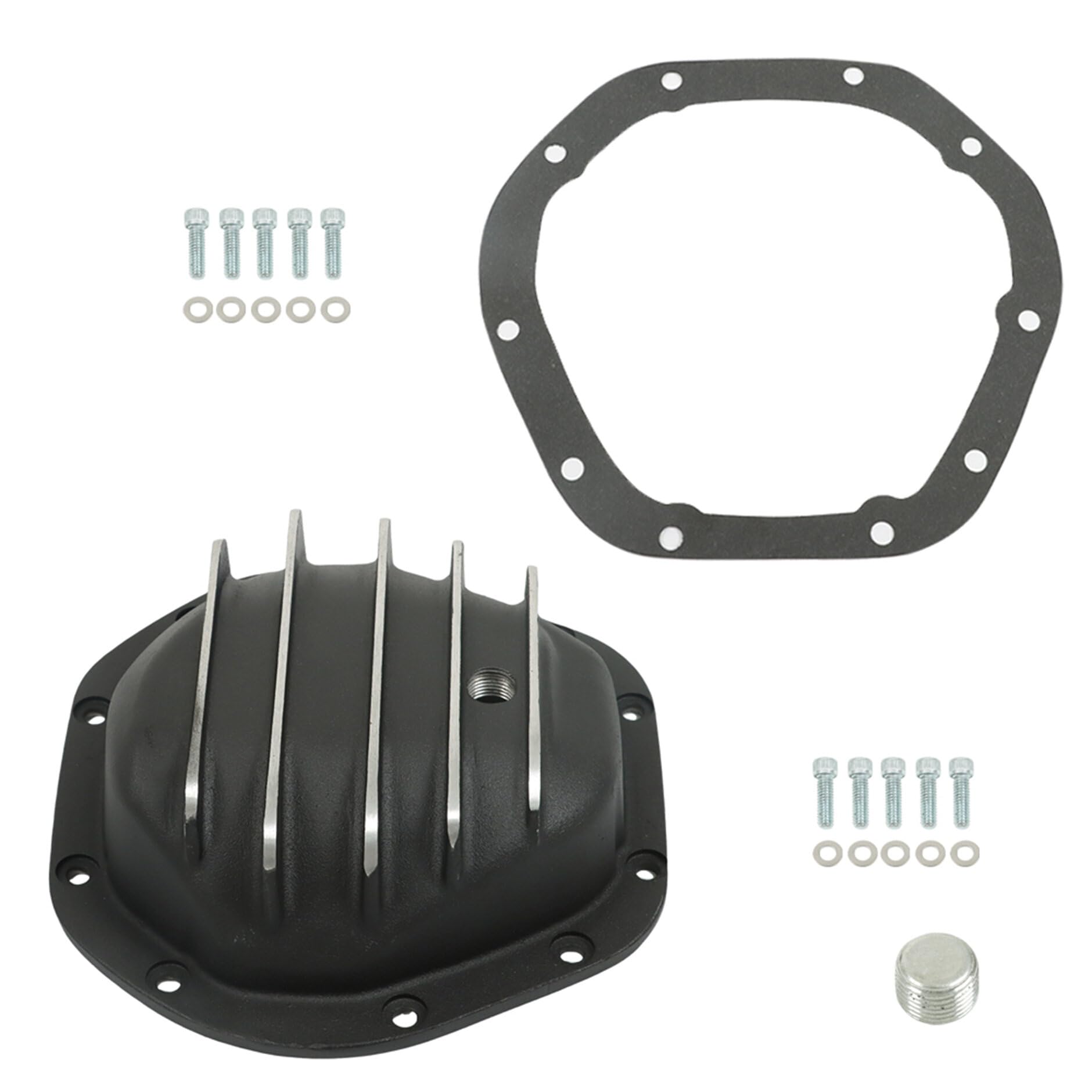 Photo 1 of GENRICS 1 Set of Rear Black Aluminum Differential Cover & Gasket & Drain Plug Replacement for Dana 44 10 Bolts