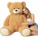 HollyHOME Big Teddy Bear, Large Bear Stuffed Animal, Gift for Kids, 60" Tan | Cute Soft Cuddly Plush, Birthday&amp;Holiday Gifts for Kids, Baby Shower Decor, Perfect Bedtime Companion, Stress Relief