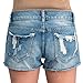 ililily Women Vintage Distressed Light Washed Cotton Jean Pants Denim Shorts, Blue, US-Medium