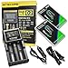 2 Pack Genuine EdisonBright RCR123A 650mAh rechargeable protected li-ion 16340 batteries EBR65 with Nitecore D2 battery charger with AC & in-car cables