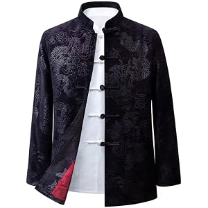 Dragon Embroidery Tang Suit Chinese Kung Fu Jacket Clothing Men Chinese Hanfu Coat Tai Chi Martial Arts Long Sleeved