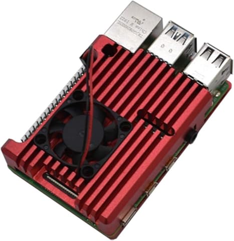 Wivarra para Raspberry Pi 4 4B Kit CNC Funda Protectora de Aluminio con Disipador de Calor Ventilador Dual para Raspberry Pi 4 Modelo B (Rojo)