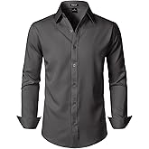 JEMITOP Men's Stretch Soft Slim Fit Dress Shirts Long Sleeve Formal Wedding Business Casual Button Down Shirt