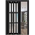 Room Divider Sliding Door Black, 38×80in Folding Accordion Door Interior with Handles & Acrylic Glasses/ Multifold Interior Door for Kitchen Laundry Room Bathroom ( Color : WxH 5-19 , Size : 80x80in(2