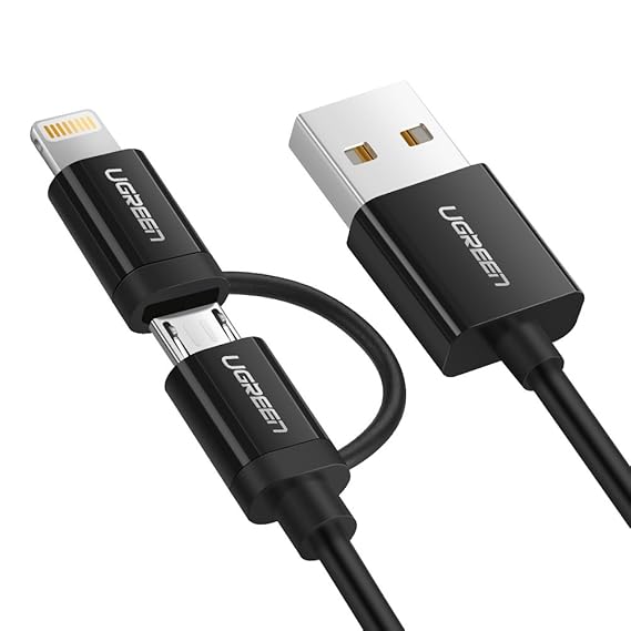 UGREEN Multi USB Ladekabel 2 in 1 Micro USB Aufladekabel Multi Ladekabel unterstützt für iPhone X iPhone 8 iPhone 7 iPhone 6,