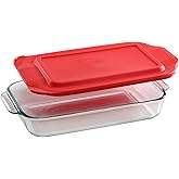 Pyrex Basics 2-Qt Glass Baking Dish with Lid, Tempered Glass Baking Dish with Large Handles, Non-Toxic, BPA-Free Lid, Dishwas