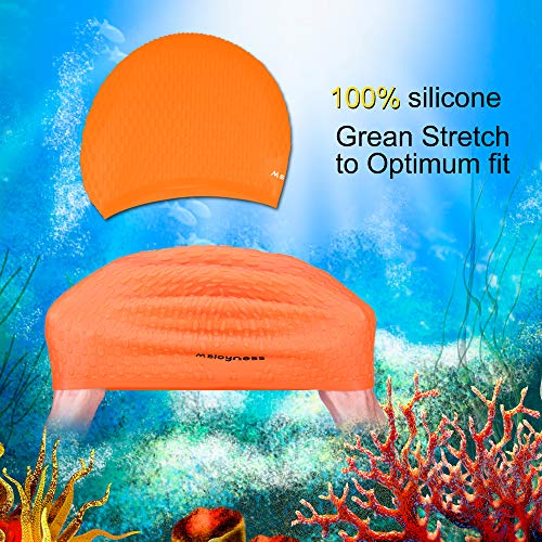 Msicyness Swimming Caps for Men and Women Long Curly Hair Swim Cap Stretchy Swimmer Hat Unisex Adults Size - Thumbnail 4