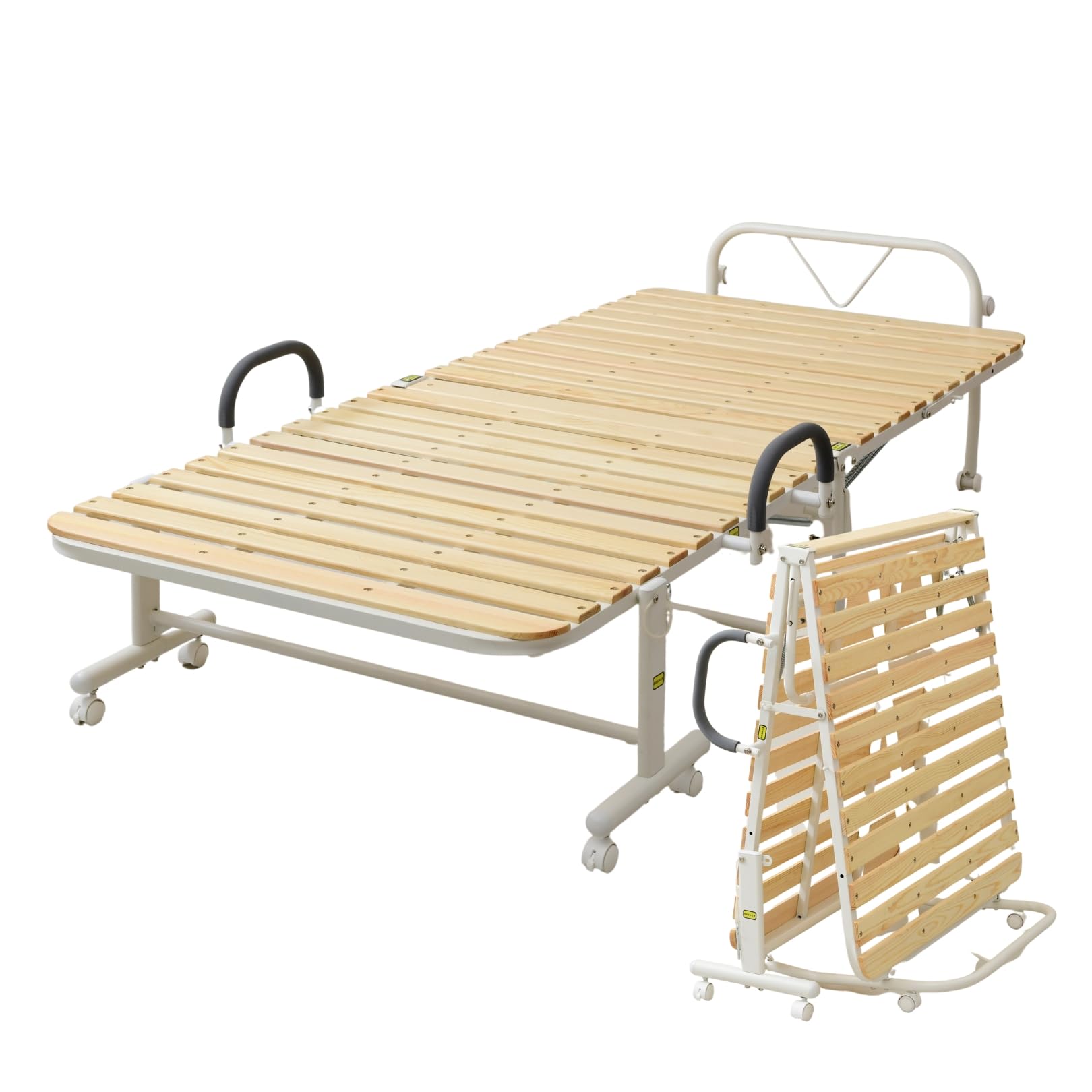 [山善] すのこベッド 折りたたみベッド 床板は丈夫で美しい天然木パイン材採用 シングル 高床(ベッド下30㎝) そのまま布団が干せる ベッド下収納できる 布団干し 組立かんたん ベッド 白 ナチュラル YSFB-1S(NA/MWH)商品画像