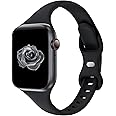 Acrbiutu Thin Slim Band Compatible with Apple Watch 38mm 40mm 41mm 42mm 44mm 45mm 46mm 49mm, Replacement Silicone Sport Strap for iWatch Series 10/9/8/7/6/5/4/3/2/1 Ultra SE Women Men, Black