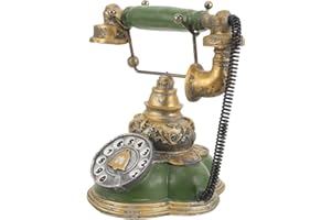 PRETYZOOM Vintage Telephone Ornaments - Retro Corded Phone Decor for Home Office or Living Room Multi-Functional Resin Craft 19X18Cm