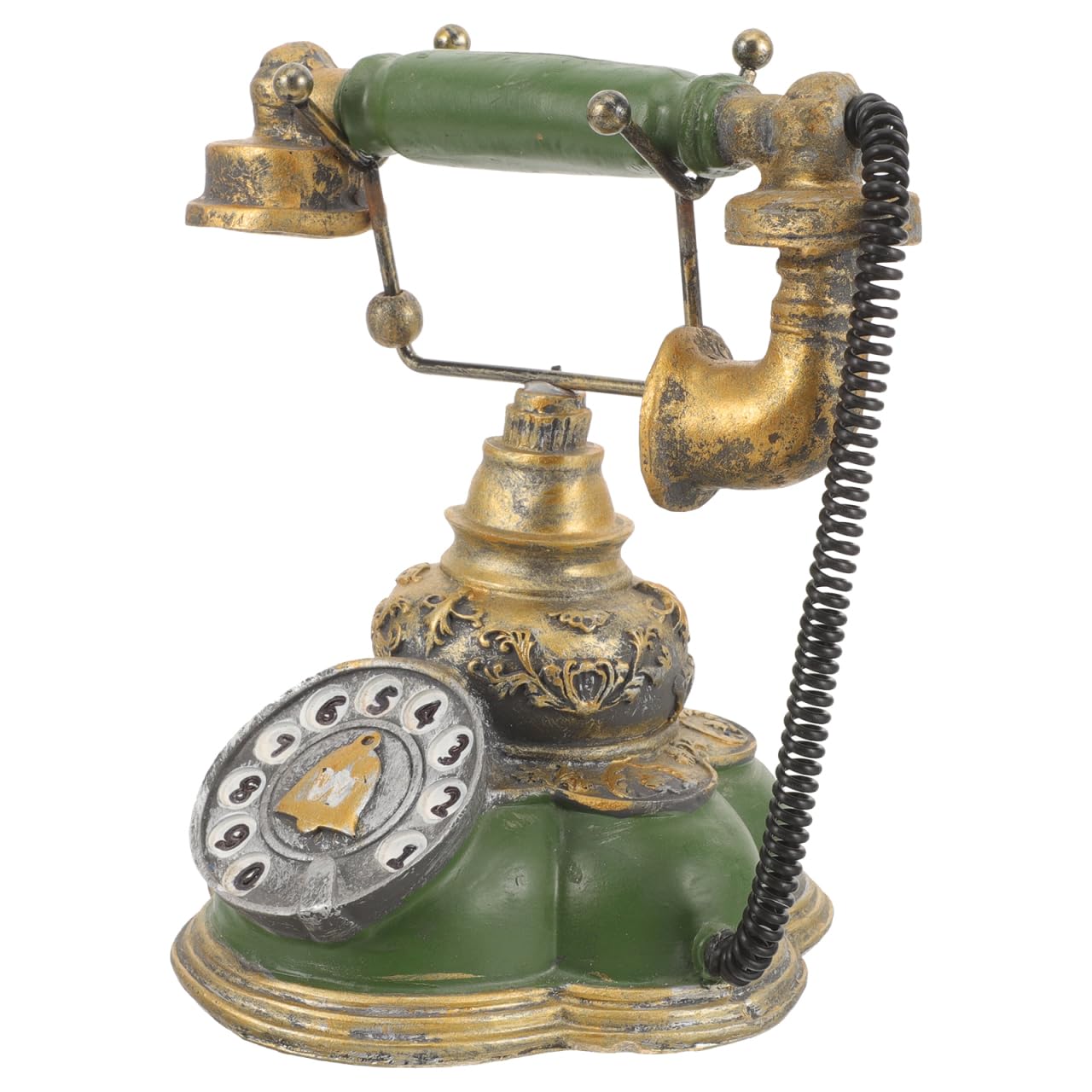 PRETYZOOM Vintage Telephone Ornaments - Retro Corded Phone Decor for Home Office or Living Room Multi-Functional Resin Craft 19X18Cm