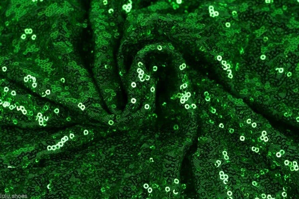 3mm Sequins Fabric 2 Way Stretch Fish Scales Multicoloured Material for Carnival Crafts - 130cm Wide (2 METRES, Green)