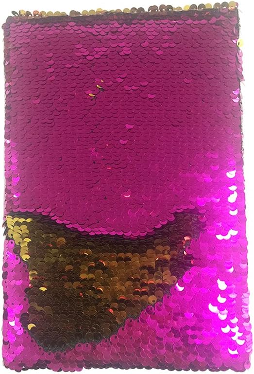 Magic Sequin Kids Daily Journal Notebook Reversible Sequin Notebooks Office Rainbow to Silver Exercise Book (Rose Red)