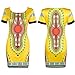 Knight Horse Women Traditional African Print Dashiki Bodycon Plus Size Short Sleeve Dress Yellow X-Large