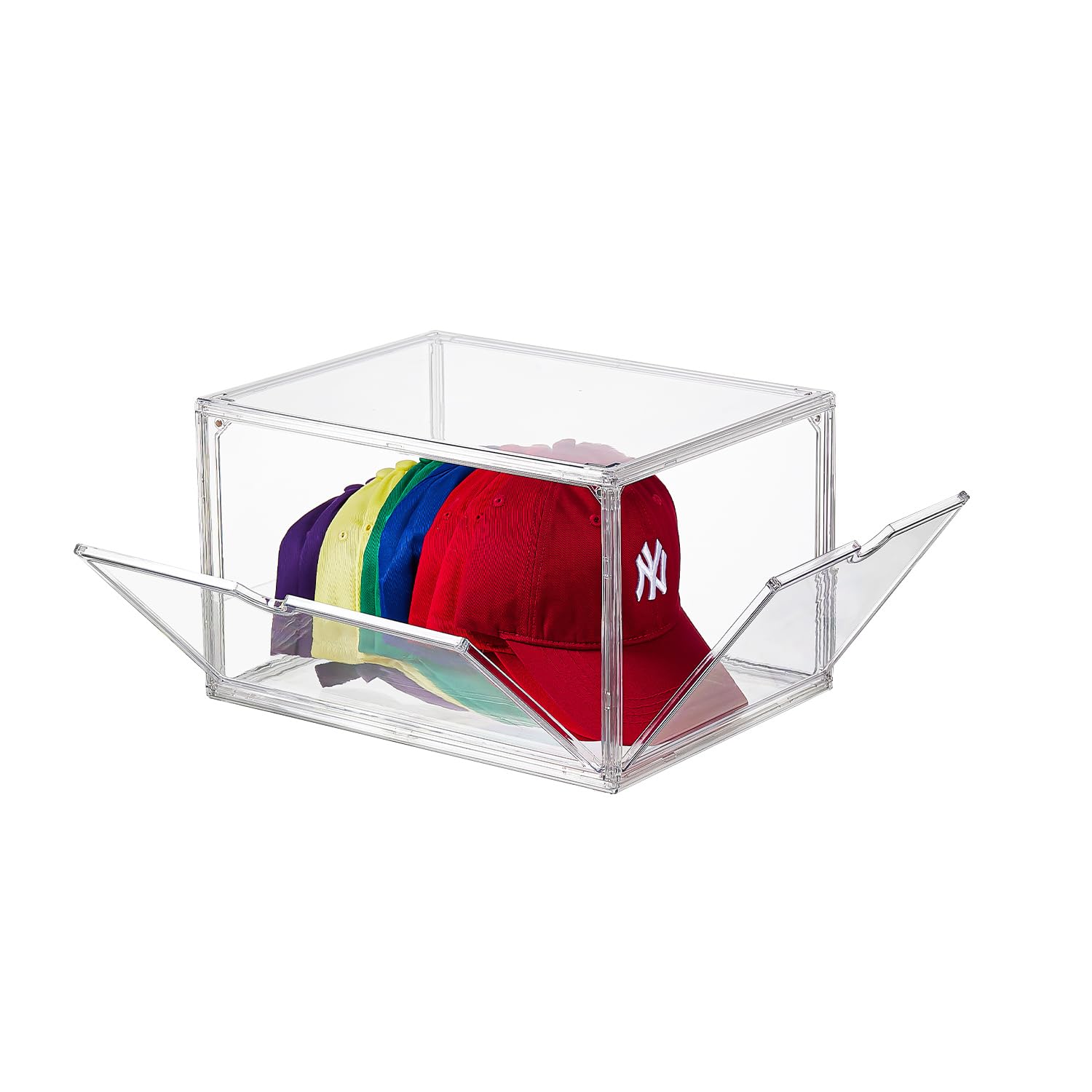 beehomay Hat Organizer Box,2 Pack Hat Display Case,Stackable Clear ...