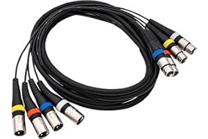 pegcabac 4 Channel XLR Snake Cables 10FT, 4 Colored XLR Male to Female Microphone Patch Cable, Pro Audio Recording Snake Cable for Recording,Live, Stage, Studios