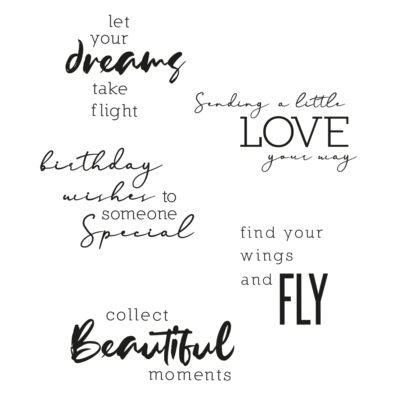 Sizzix Clear Stamps 5PK Sunnyside Sentiments #3 by Pete Hughes | 665405 | Chapter 3 2022, Multicolor, One Size