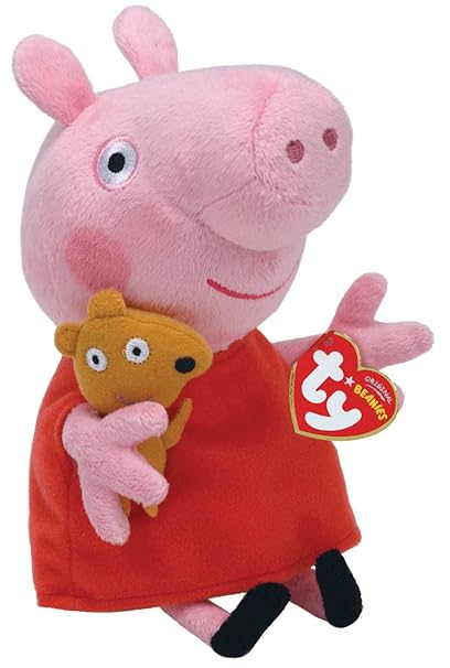 TY 7146128 - Peppa Baby - Schwein mit rotem Kleid und Bär, 15 cm