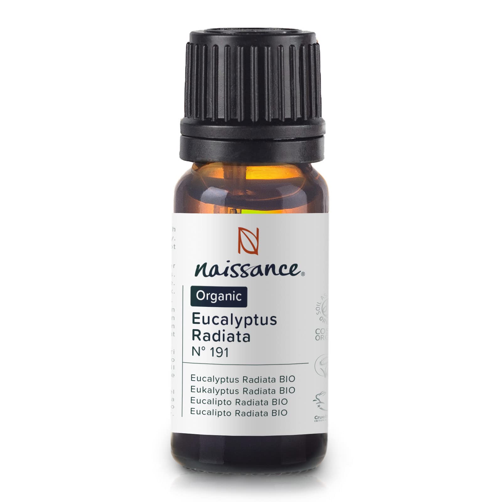 Naissance Organic Eucalyptus Radiata Essential Oil (No. 191) - 10ml - Pure, Natural, Certified Organic, Cruelty Free, Vegan and Undiluted - for for Aromatherapy & Diffusers