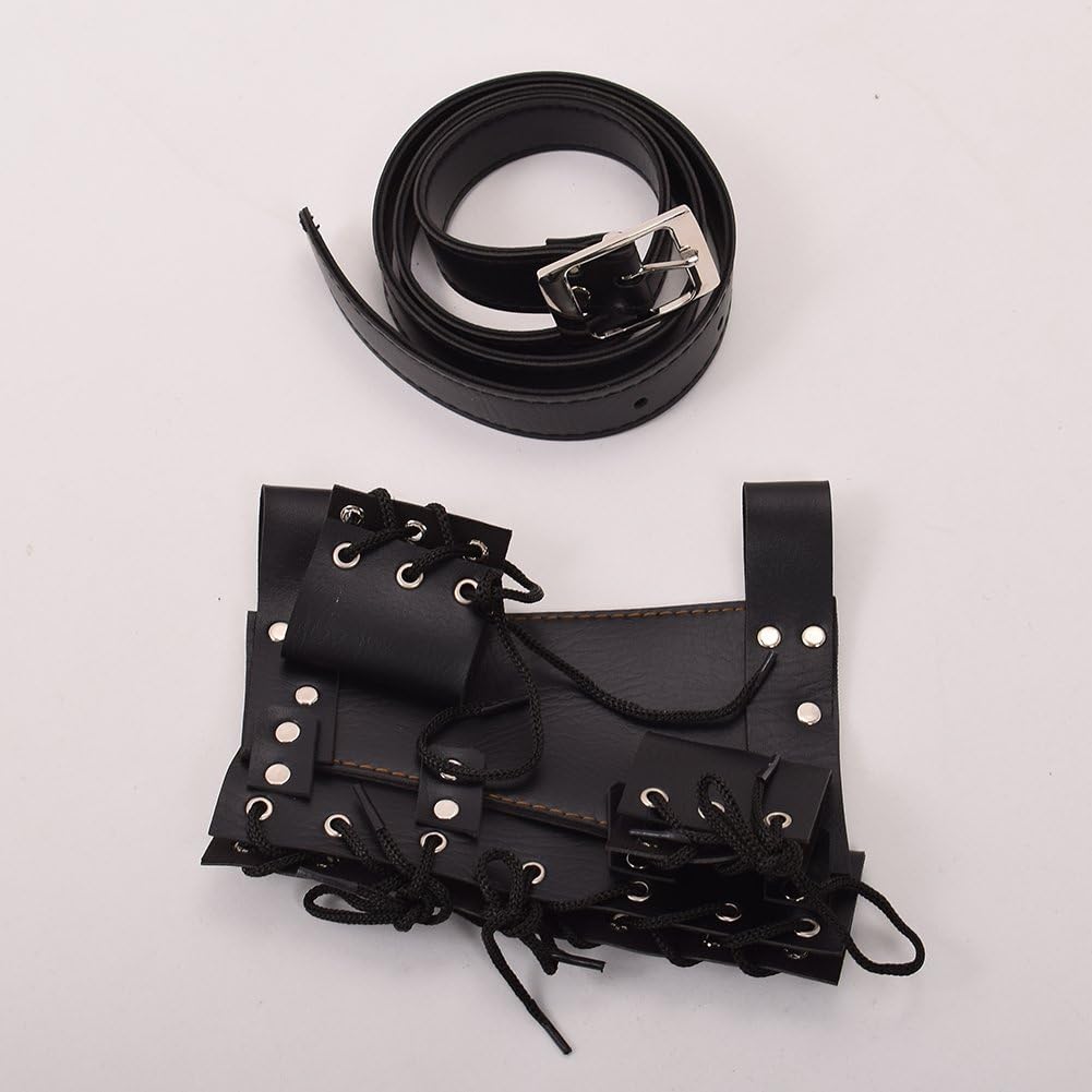 BLESSUME Medieval Rapier Frog Holster with Belt Cross Lacing Holder Belt for 2 Swords, Black 3, 34*24*1.2 - Image 4