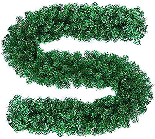 Yarssir Christmas Artificial Pine Vine Garland for Xmas Decorations Indoor Outdoor Wall Door Stairs Window Hanging Ornaments Festival Holiday Wedding Decor, 9ft 280 Branches