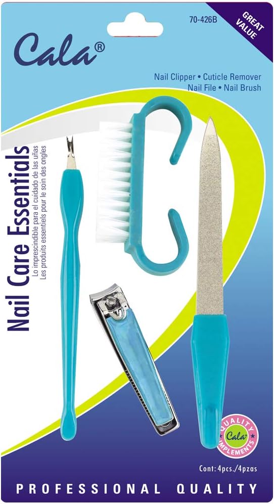 Cala Light Weight | Fine Grip | Easy to Use | Multi-Purpose Manicure Nail Care Essentials 4 Pcs Combo Set For Girl, Women & Professionals