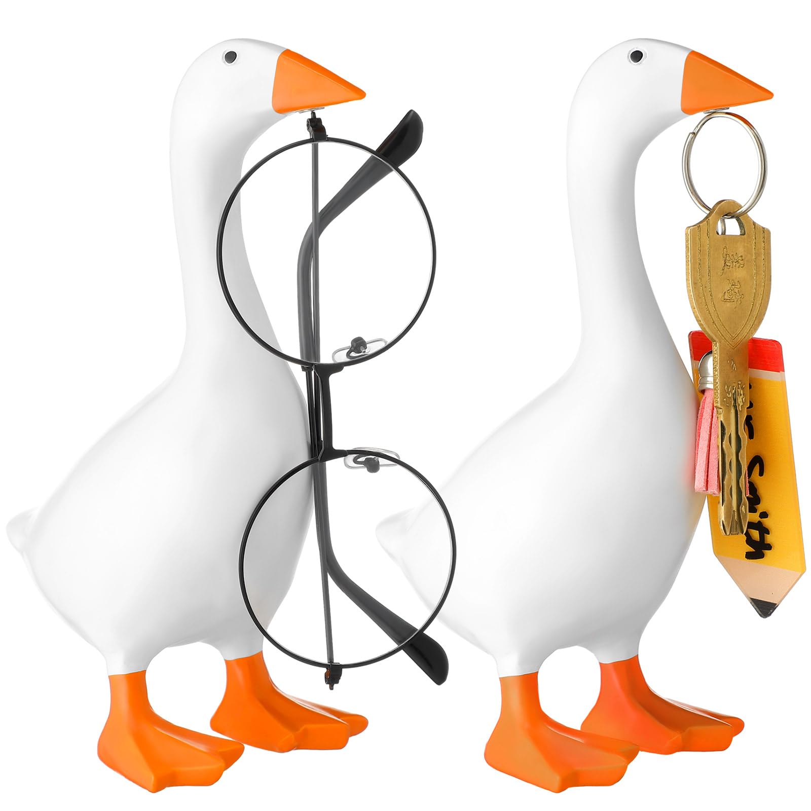 Photo 1 of Vercraft 2 Pack Magnetic Goose Key Holder Cute Resin Goose Statue Magnet Kawaii Room Office Table Desk Decor Aesthetic Funny Key Hanging Holder for Home and New Apartment, Unique Housewarming Gifts