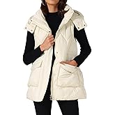 Allegra K Women's Winter Puffer Vest Coat Hooded Zip Up Mid Long Sleeveless Quilted Jacket Padded Outerwear