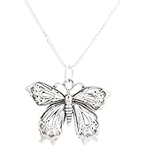 Jewelry Trends Sterling Silver Victorian Butterfly Pendant Necklace 18"