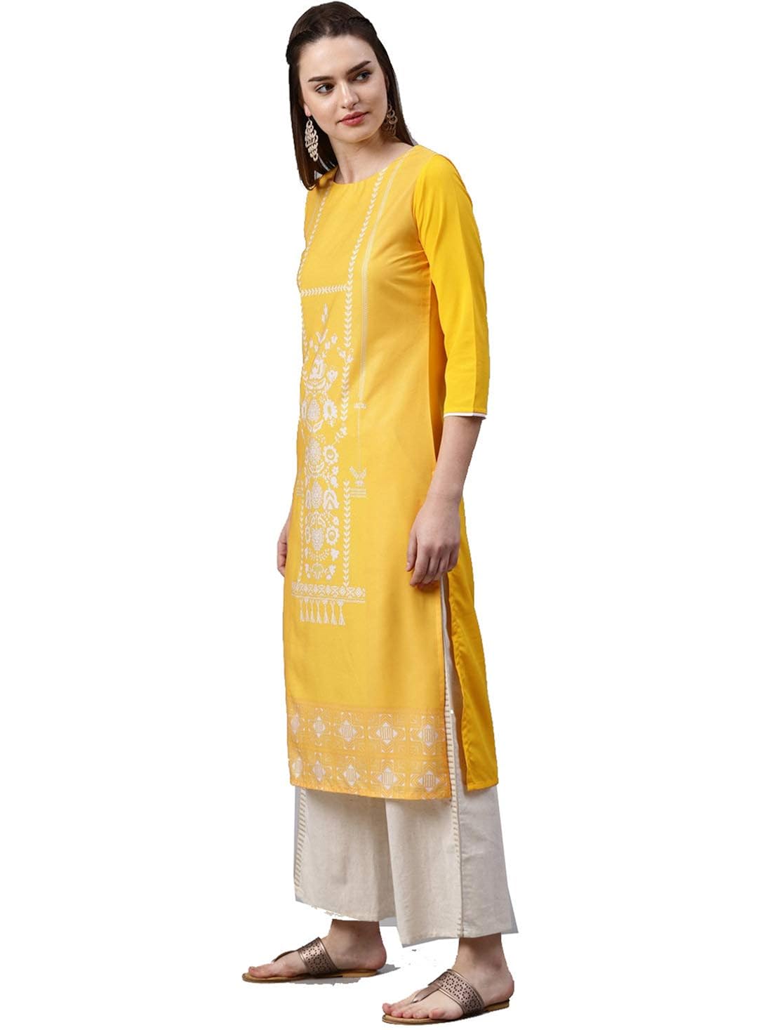 vaamsi crepe digital printed kurti(vpk1569_yellow_free size)