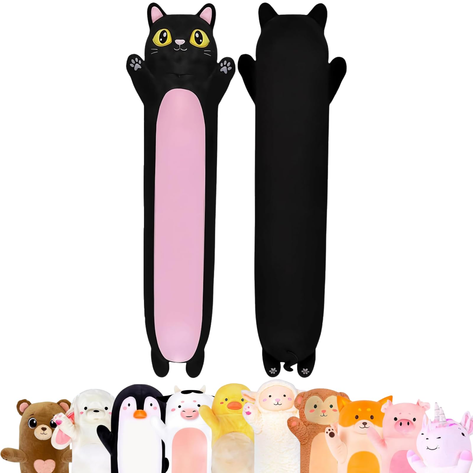 Photo 1 of Cuddle Paws Black Cat Plush Body Pillow for Kids | Long Stuffed Animal Cuddle Pillow | Soft Hugging Toy | Plushie Gift for Girls & Boys | Long Plush Body Pillow for Sleep & Comfort | Large, 47 Inches