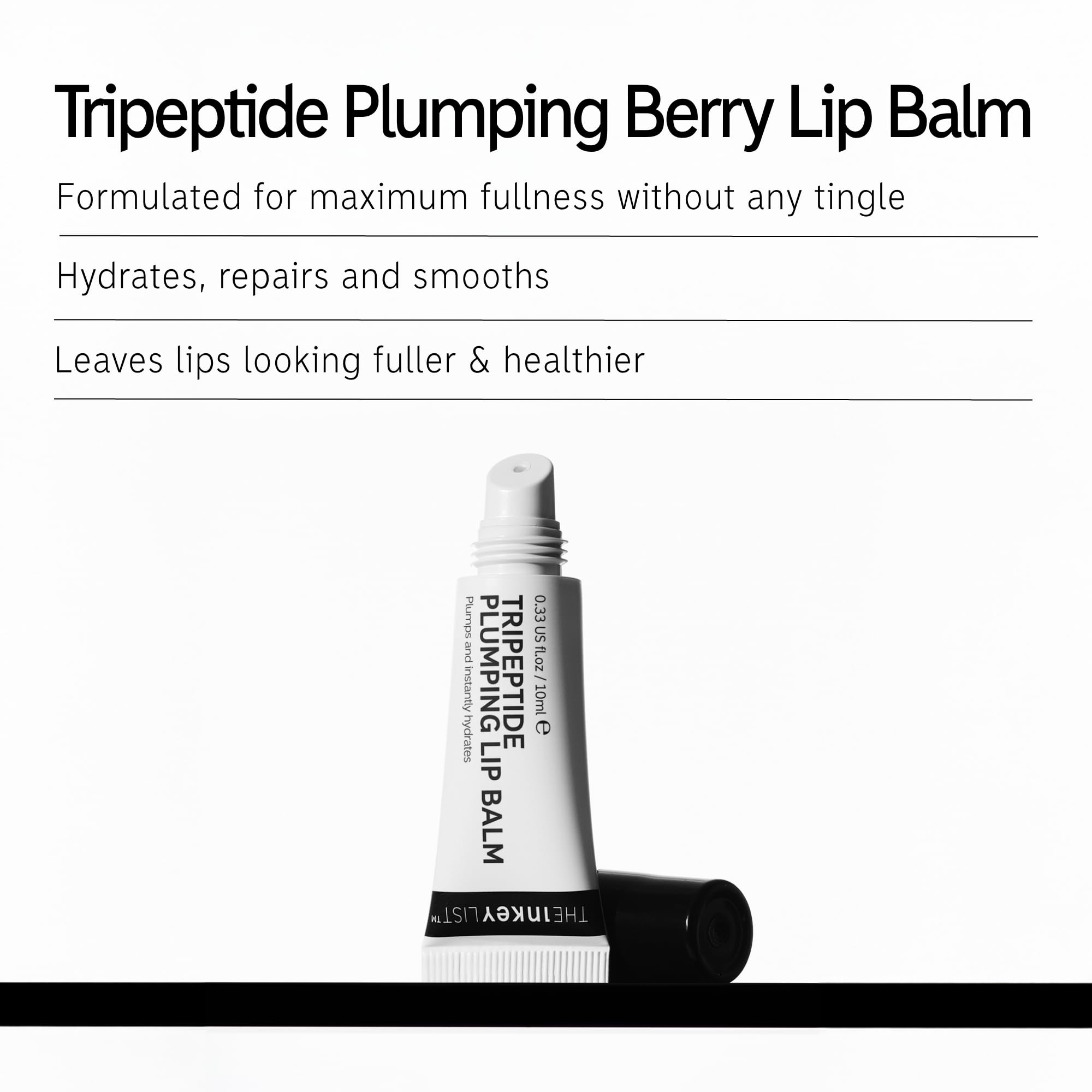 The INKEY List Tripeptide Plumping Lip Balm 10ml, Clinically Proven Plumping Tinted Lip Care, Hydrates Dry Cracked Lips, Vegan & Cruelty Free, Berry Tint