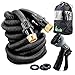 Expandable Garden Hose 100ft Black,Heavy Duty Extra Strength Fabric Hose Pipe with 8-Way Spry Nozzle, 3/4