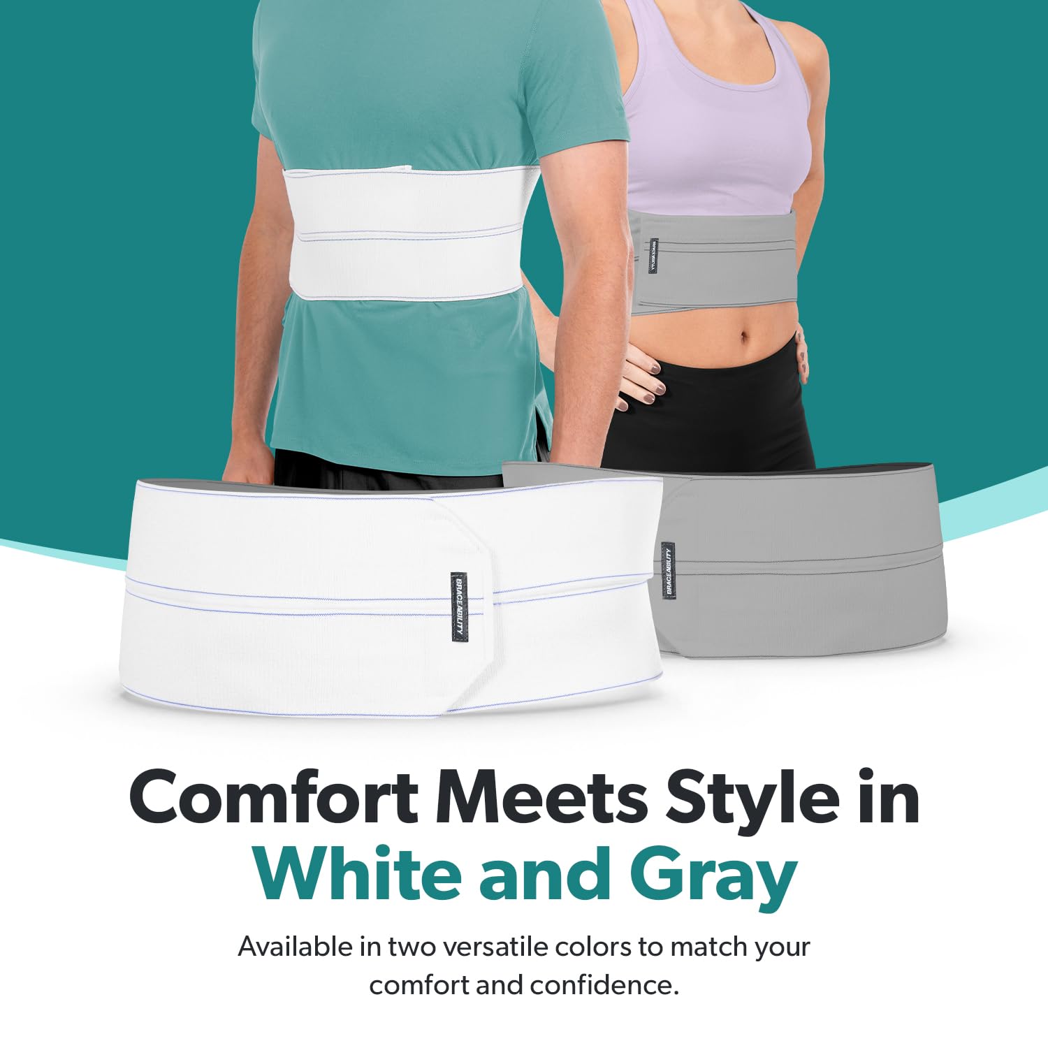 BraceAbility Broken Rib Brace for Women and Men - Rib Protector Compression Wrap, Chest Support Belt for Bruised, Fractured, Dislocated Ribs, Costochondritis Relief, Sternum Brace (Female - White)